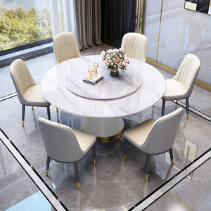 Juego de mesa de comedor con placa de roca de Metal minimalista moderno, muebles ligeros de lujo para el hogar para restaurantes, hoteles, característica estable - Product Image 3