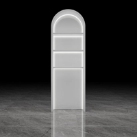 Présentoir de magasin de détail blanc avec lumière LED, stand commercial en bois MDF, conception OEM avec taille, vitrine de parfum cosmétique