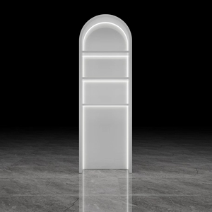 Vitrina <span class=keywords><strong>blanca</strong></span> de madera <span class=keywords><strong>MDF</strong></span> con luz LED para tienda, diseño OEM con tamaño, armario de exhibición de perfume cosmético - Product Image 4