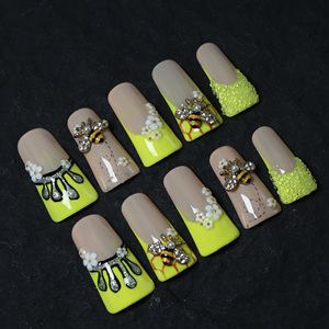Uñas acrílicas de lujo hechas a mano al por mayor, uñas acrílicas de cobertura completa en forma de pico de pato, uñas postizas de alta calidad. - Product Image 3