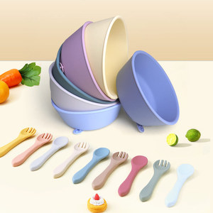 Tazón de silicona con ventosa para comida de bebé, antideslizante, antiescaldante, juego de aprendizaje para comer para niños de 0 a 12 meses - Product Image 1