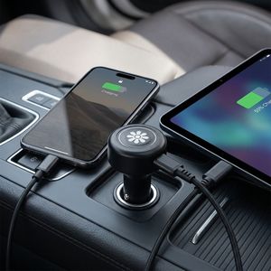 STW Wholesale 20W <b>USB</b> <b>C</b> Car <b>Adapter</b> with Retractable Cable Decorative Floral Design with Ice Blue LED Light car charger - Product Image 5