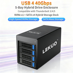 Station d'accueil hybride USB4 40 Gbit/s à 5 baies compatible Thunderbolt 3/4/5 avec boîtier NVMe M.2 x1 + <span class=keywords><strong>SATA</strong></span> x4 pour sauvegarde Mac/PC - Product Image 1