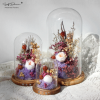 Nouvelles idées de produits 2023 fleurs décoratives naturel véritable fleur sèche rose éternelle fleur préservée dans un dôme en verre pour cadeau de luxe