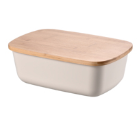 Conteneur de rangement pour pain de grande capacité en gros, boîte à pain en plastique pour la cuisine, boîte à pain avec couvercle en bambou
