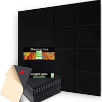 Lot de 18 panneaux acoustiques modernes noirs en polyester 30x30x1 cm, haute densité NRC 1.1, insonorisants, auto-adhésifs pour la maison