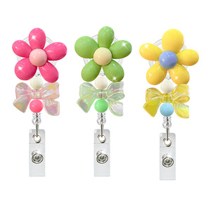 Đầy màu sắc hoa nơ đính cườm đàn hồi cá sấu <span class=keywords><strong>Clip</strong></span> đàn hồi bác sĩ y tá giáo viên có thể thu vào huy hiệu Reel - Product Image 1