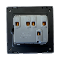 Interrupteur électrique VNX 2026 noir 10A quatre modules néon, norme britannique, avec mise à la terre, en PC, pour maison intelligente