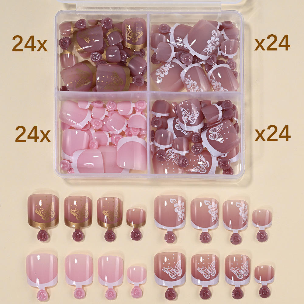 Four-grid toe press-on nails-02
