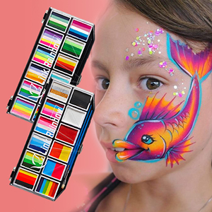 شحن سريع لوحة ألوان طلاء وجه وجسم 12 لونًا، احترافية تعتمد على الماء غير سامة من مستخلصات نباتية، كعكة مجزأة، مكياج الهالوين - Product Image 1