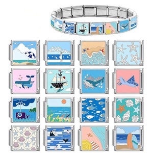 Módulo de Charms Hecho a Mano Serie Océano Fresco DIY Estilo Italiano Modular de Acero Inoxidable Electrochapado para Pulsera Elástica - Product Image 2