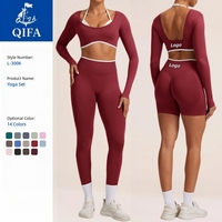 Ensemble de vêtements de sport pour femmes L-3006, ensembles de yoga, haut de yoga à manches longues sans couture et legging, ensembles de fitness color-block, Ropa Deportiva