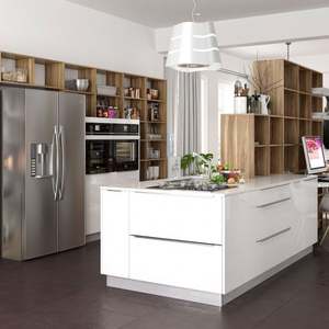 Ensembles complets d'armoires de cuisine modulaires modernes avec construction en MDF, comptoirs en marbre/feuille de placage, robinet inclus - Product Image 5