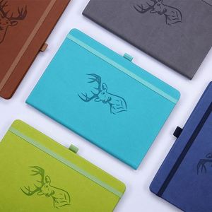 Agenda-planificateur en cuir PU rétro avec logo imprimé personnalisé, couverture rigide et bande élastique - Product Image 2