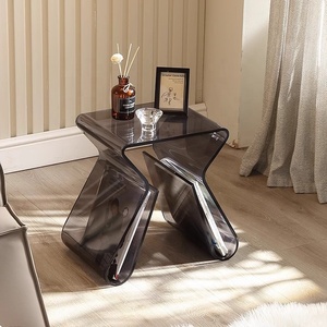 Mesa de Centro Pequeña de Acrílico, <span class=keywords><strong>Simple</strong></span> y Transparente, Estilo Moderno y Lujoso, Mesa Auxiliar Móvil para Esquina - Product Image 3