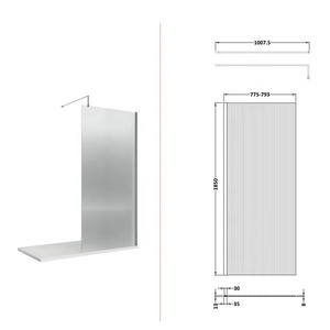 Panel de <span class=keywords><strong>Ducha</strong></span> Rectangular de 8mm con Marco, <span class=keywords><strong>Mampara</strong></span> de <span class=keywords><strong>Ducha</strong></span> de Vidrio para Cuarto Húmedo, en Oferta - Product Image 2