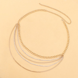 ห่วงโซ่คาดเอวประดับพลอยเทียมสีทองหลายชั้นสำหรับผู้หญิงงานปาร์ตี้สไตล์พังก์ - Product Image 3