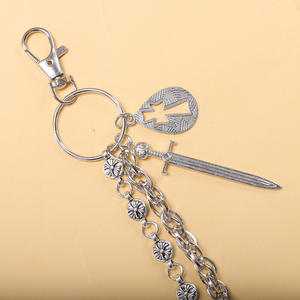 Double Layer Metal <b>Cross</b> <b>Chain</b> For Pants Sword Shape Hollow Pendant Tibetan Silver Waist <b>Chain</b> Casual Fashion Body <b>Chain</b> - Product Image 4