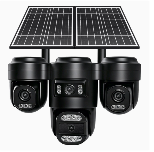 High-definition Night Vision 4G Solar-powered AI Camera with Free Data Usage for Four-screen Monitoring