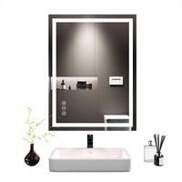 Miroir de salle de bain LED LOAAO 24x32, anti-buée, à intensité variable, rétroéclairé, éclairé par l'avant, mural, fonction mémoire, verre trempé