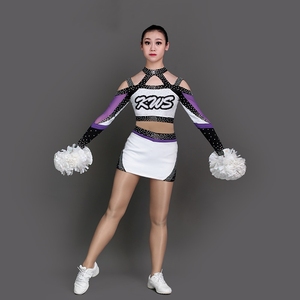 LIUHUO Costume da Cheerleader di Alta Qualità con Strass e Nastro Decorativo, Uniforme per <span class=keywords><strong>Cheerleading</strong></span> - Product Image 4