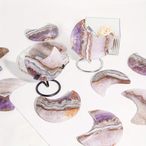 Vente en gros de pierres de guérison en cristal poli naturel mexicain (améthyste, agate) en forme de cœur, goutte d'eau et lune, pour bijoux DIY et décoration Feng Shui - Product Image 6