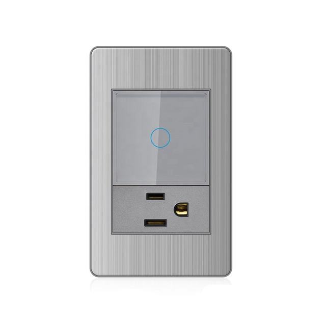 Us 2pin Socket Tuya Smart Interruptor Intelligente Wifi Switch Glass Buttons Home Wall Power Electric Socket