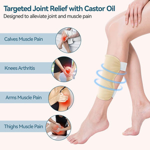 Castor Oil Pack Wrap Larger Knee Size Caster Oils <b>Compress</b> Pads for Elbow Arm Adjustable Strap Reusable Castor Oil Knee Wrap - Product Image 3