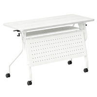 Table de formation pliable en gros avec roulettes, plateau en bois et panneau latéral perforé en métal pour bureau, réunion, école, salle de classe