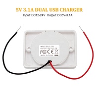 Chargeur de voiture marin étanche à deux ports USB 12-24v Prise de courant 3.1A avec éclairage LED