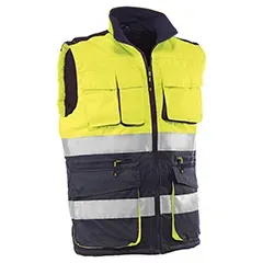 Gilet - HV717 S Elbrus - Colore: Giallo fluorescente/blu - Strisce riflettenti 3M Scotchlite. Tre tasche superiori con - Product Image 2