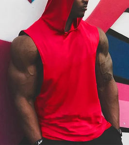 Solid Color Summer Hooded Sports Vest 100% Cotton Breathable Undershirt Tank <b>Top</b> Casual <b>Sleeveless</b> Fitness Design - Product Image 3