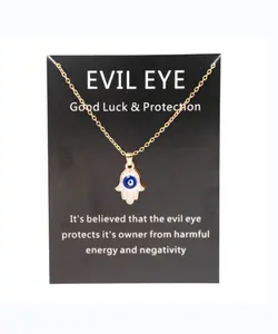 Hot Sale Women Men Hamsa Hand Necklace Gold Color Silver Evil Eyes Pendant & Chain Hip Hop Turkish Good Luck Protection Jewelry