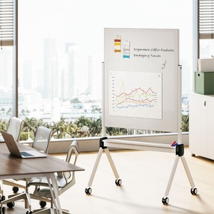Tableau blanc mobile Surface en verre effaçable à sec double face Grand tableau blanc magnétique puissant avec roues pour bureau, salle de classe et maison - Product Image 1
