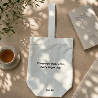 Tas Belanja Mini Kanvas Katun Murni Berwarna-warni Custom Print, Dapat Digunakan Kembali, untuk Hadiah Suvenir Liburan