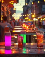 Station de recharge commerciale sans fil avec barre lumineuse d'ambiance RVB et lampe de table à bascule pour appel de serveur en restaurant