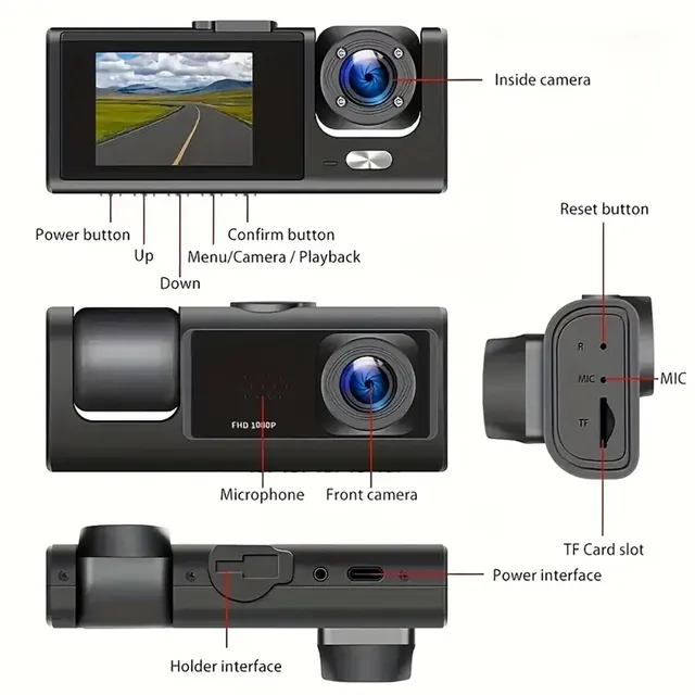 3 Channel 1080P Car DVR Dash Cam with WIFI APP 3 Lens Car Dashcam Camera G-sensor & Loop Recording Black Box