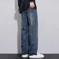 Jeans en denim délavé coupe ample taille mi-haute pour homme, style américain, nouvelle collection automne, tendance streetwear, directement de l'usine, best-seller transfrontalier