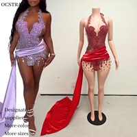 Ocstrade 2026 Produit Tendance Robes de Soirée Longues à Col Halter avec Strass Rouges pour Femmes Grandes Tailles – Idéales pour Anniversaires et Clubs