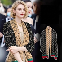 Écharpe-châle personnalisée en patchwork pied-de-poule, motif bleu, beige et marron, à franges, pour l'hiver, style vintage, imprimé à carreaux, vente en gros OEM