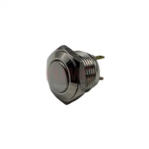 Js16f ce resistente de 16mm de botão, interruptor redondo plano, 1 botão interruptor momentâneo de pressão, 12v de latão, botão iluminado, capa protetora