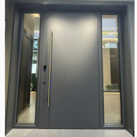 Porte de sécurité en acier de luxe moderne avec serrure multipoints, porte de sécurité en métal ignifuge et insonorisée pour la personnalisation technique