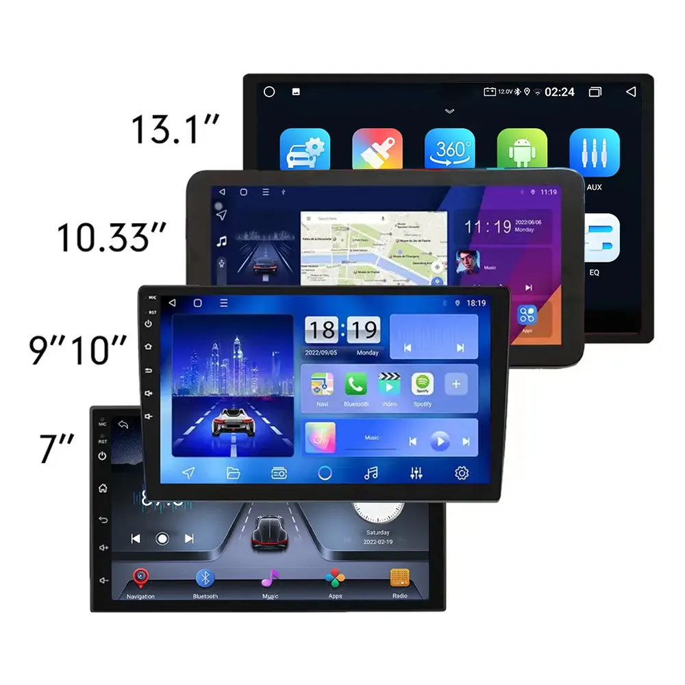 Pemutar DVD mobil Android, 7/8/9/10 inci 720P/1080P dengan Radio mobil navigasi Universal layar sentuh