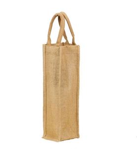 Sacs fourre-tout en jute personnalisés en gros pour bouteilles, sacs de transport pour vin - Product Image 1
