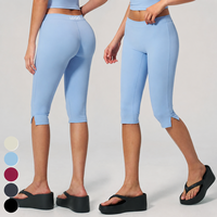 Nouveaux shorts de sport à taille élastique, leggings courts de course personnalisables avec logo, respirants, séchage rapide, contrôle du ventre, capris de yoga OEM ODM