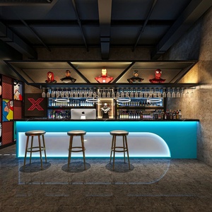 Comptoir de bar à cocktails en bois écologique, durable, résistant aux taches, pour boîte de nuit, bar à LED - Product Image 4