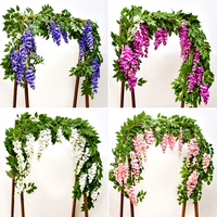 Guirnalda de Flores Artificiales de Wisteria de 6 pies para Decoración de Techo, Enredaderas Artificiales Colgantes para Decoración del Hogar, Plantas Artificiales, Flores Artificiales