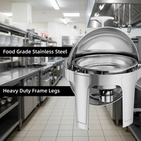Chauffe-Plats Commercial Professionnel 6QT en Acier Inoxydable 201 avec Couvercle Rabattable, Alimenté à l'Alcool, pour Hôtels et Traiteurs