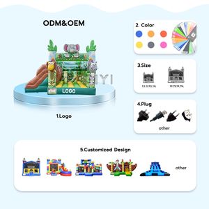 Château gonflable Zèbre Lion Animaux de la jungle avec toboggan intégré pour enfants, idéal pour la location et les fêtes - Product Image 4