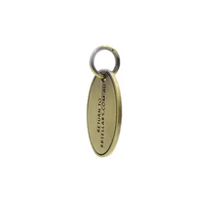 Novo produto Escovado Anti Latão Metal Oval Logo Tag Custom Chaveiro Tags Para Pet Collar